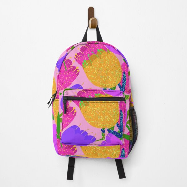 Item preview, Colorful Sparking Hand Drawn Tulips on Pink Background - Repeating Floral Pattern designed and sold by Victoria Rose.