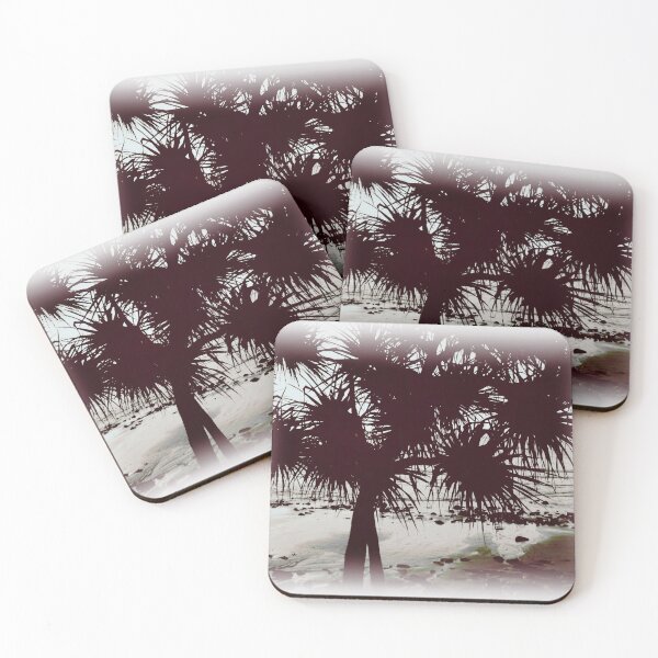 Item preview, Pandanus Tree With Beach And Rocks Black And White designed and sold by Designsbygroovy.