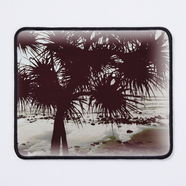 Item preview, Pandanus Tree With Beach And Rocks Black And White designed and sold by Designsbygroovy.
