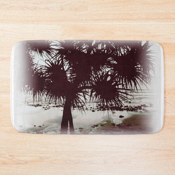 Item preview, Pandanus Tree With Beach And Rocks Black And White designed and sold by Designsbygroovy.