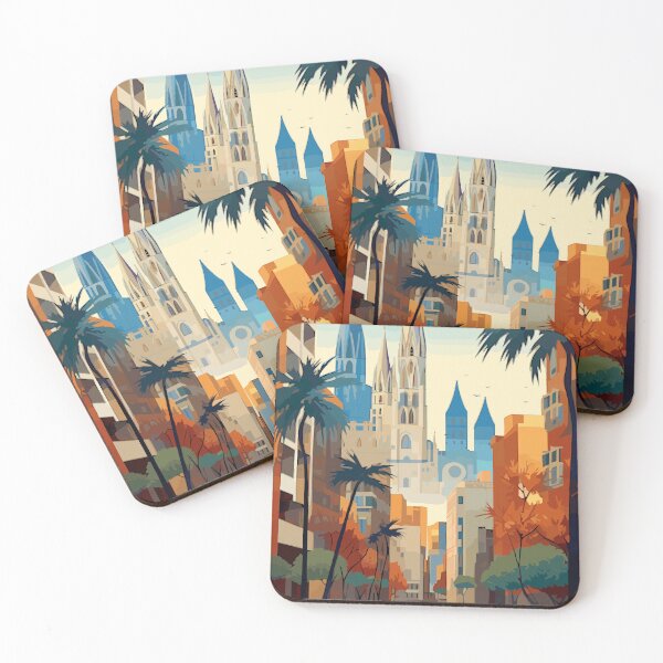Item preview, Barcelona Spain. Vintage Style Travel Poster. designed and sold by Lucy Goosy Art.