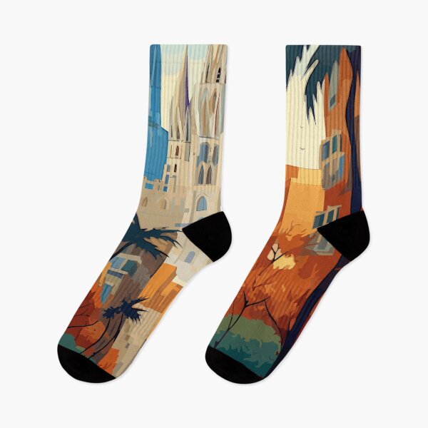 Item preview, Barcelona Spain. Vintage Style Travel Poster. designed and sold by Lucy Goosy Art.