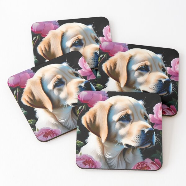 Item preview, Golden Retriever Puppy with Peony Flowers  designed and sold by Previsionart.