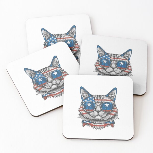 Item preview,  patriot white and red cat  against the background of the flag designed and sold by jkrphoto.