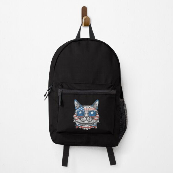 Item preview, patriot white and red cat against the background of the flag designed and sold by jkrphoto.