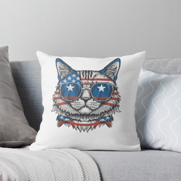 Item preview,  patriot white and red cat  against the background of the flag designed and sold by jkrphoto.