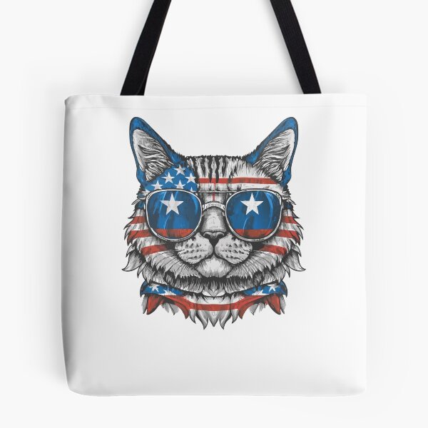 Item preview,  patriot white and red cat  against the background of the flag designed and sold by jkrphoto.