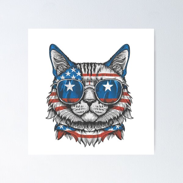 Item preview,  patriot white and red cat  against the background of the flag designed and sold by jkrphoto.