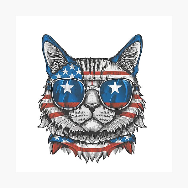 Item preview,  patriot white and red cat  against the background of the flag designed and sold by jkrphoto.