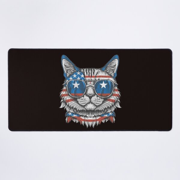 Item preview, patriot white and red cat against the background of the flag designed and sold by jkrphoto.