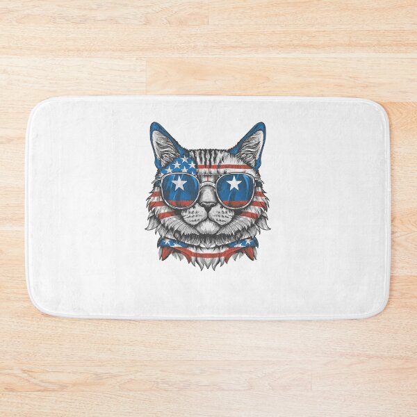 Item preview,  patriot white and red cat  against the background of the flag designed and sold by jkrphoto.
