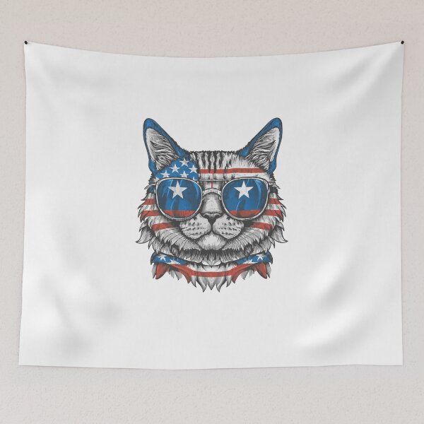Item preview,  patriot white and red cat  against the background of the flag designed and sold by jkrphoto.