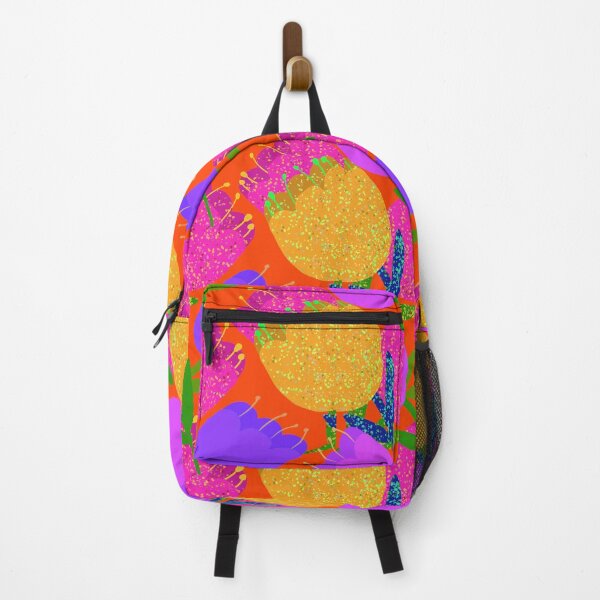 Item preview, Colorful Sparking Hand Drawn Tulips on Orange Background - Repeating Floral Pattern designed and sold by Victoria Rose.