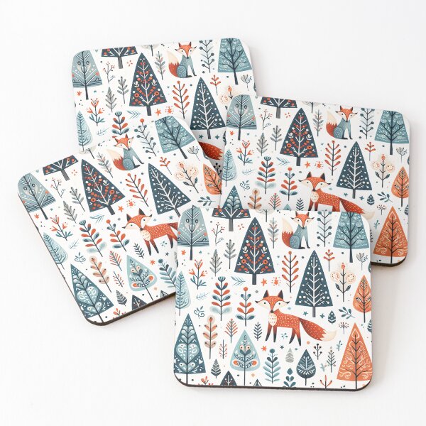 Item preview, Scandinavian Folk Art Fox Animal pattern by heidiannemorris  designed and sold by FOLK ART FUSION by heidiannemorris.