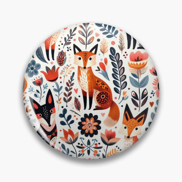 Item preview, Scandinavian Folk Art Foxes Animal pattern by heidiannemorris  designed and sold by FOLK ART FUSION by heidiannemorris.