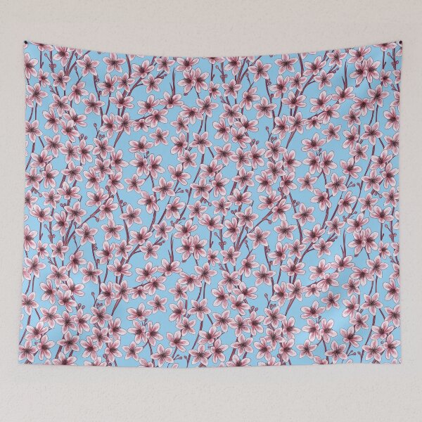 Item preview,  Peach Tree  Flowers Light Blue  Background  designed and sold by Carlo-Atzei.