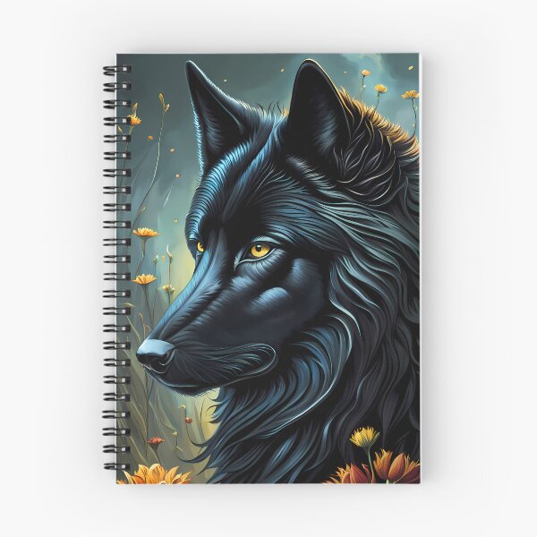 Item preview, Black Wolf and Flowers, Ai Generated Art  designed and sold by ACC .