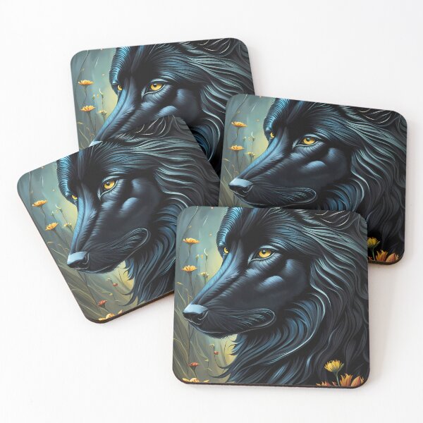 Item preview, Black Wolf and Flowers, Ai Generated Art  designed and sold by ACC .