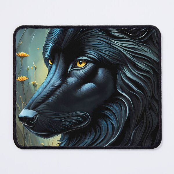 Item preview, Black Wolf and Flowers, Ai Generated Art designed and sold by ACC .