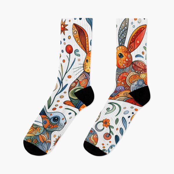 Item preview, Scandinavian Folk Art Hare Animal pattern by heidiannemorris ©️  designed and sold by FOLK ART FUSION.