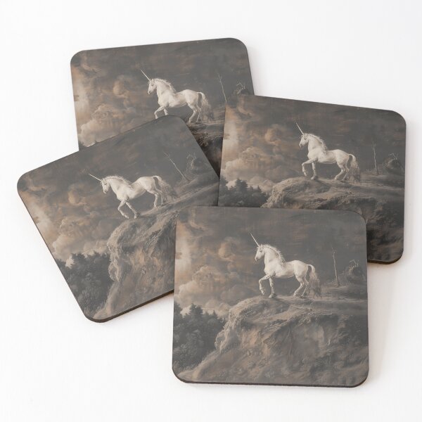 Item preview, Unicorn Cresting Hilltop Oil Painting designed and sold by LivingArtClips.