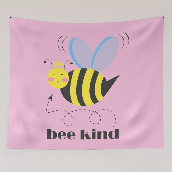 Item preview, Happy bee princess character with crown and typography Bee Kind designed and sold by CutieBlue.