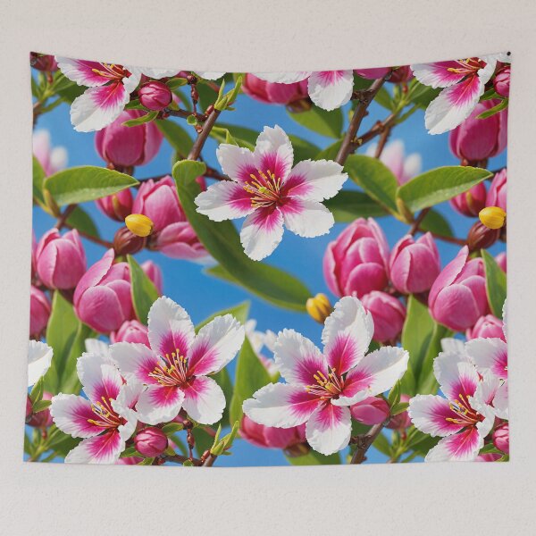 Item preview, Vibrant orange white green Flower Illustration - Botanical Artwork, Sensations of a vibrant spring day designed and sold by yeekazar.
