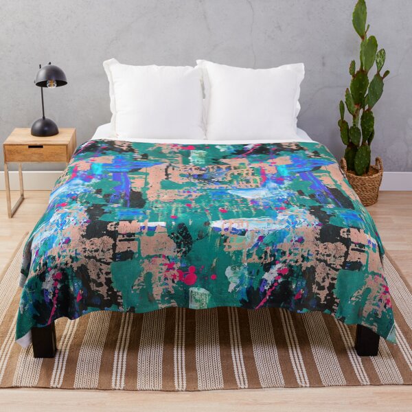 Item preview, Artistic pattern dripping blue green peach designed and sold by Alessandro Remo Mazzoni Remotextiles.