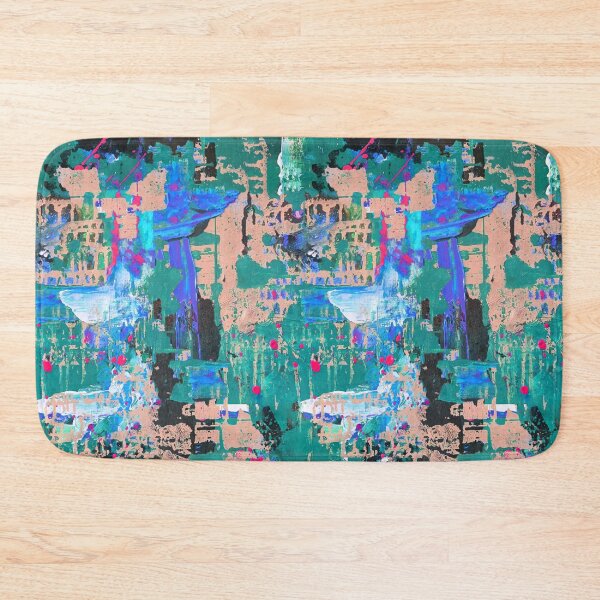 Item preview, Artistic pattern dripping blue green peach designed and sold by Alessandro Remo Mazzoni Remotextiles.