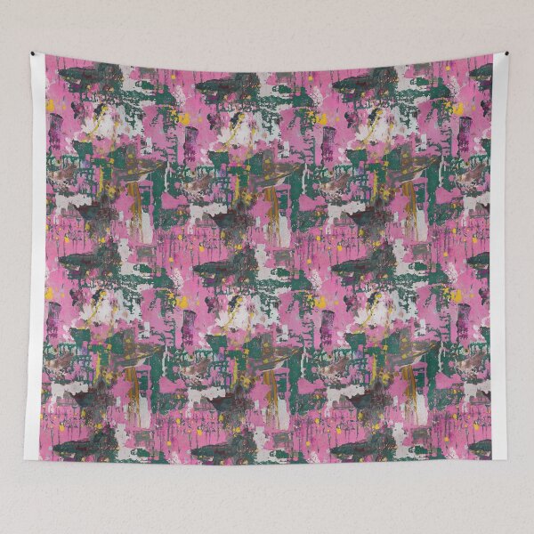 Item preview, Copy of Artistic pattern dripping dark green pink designed and sold by Alessandro Remo Mazzoni Remotextiles.