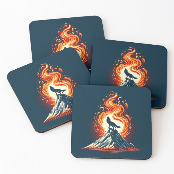 Item preview, Minimalist Fire Lava Wolf on Mountain, Ai Generated Art  designed and sold by ACC .