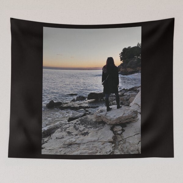 Item preview, Gazing at the Sunset: A Solitary Woman on the Gargano Coast designed and sold by EpicVistas.