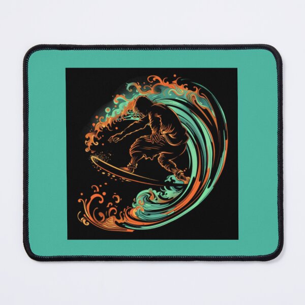 Item preview, Surfer on board in fluorescent orange and green colors. designed and sold by cristina1001.