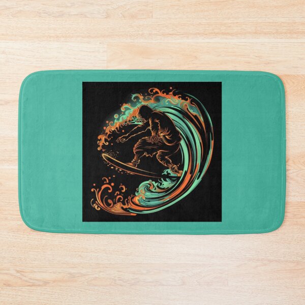 Item preview, Surfer on board in fluorescent orange and green colors. designed and sold by cristina1001.