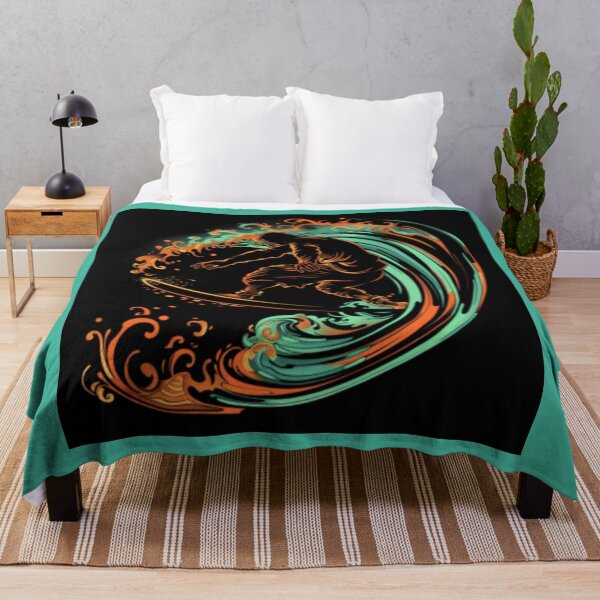 Item preview, Surfer on board in fluorescent orange and green colors. designed and sold by cristina1001.