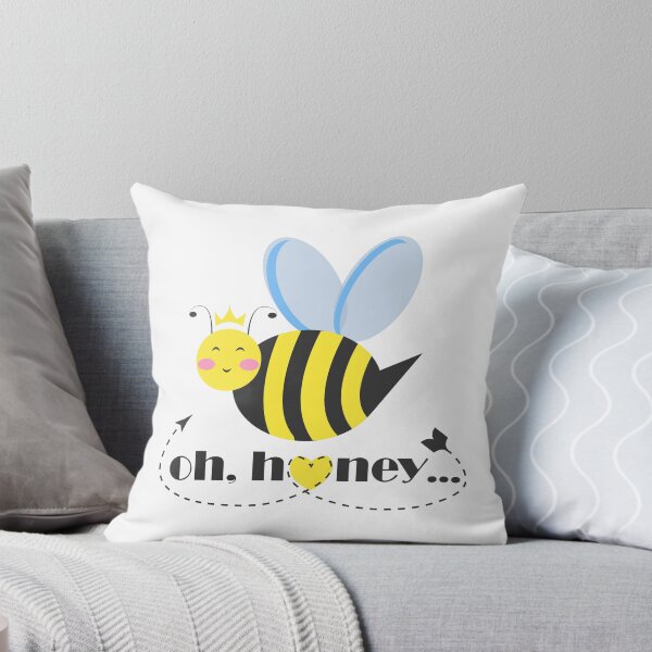 Item preview, Happy bee princess character with tiara and typography Oh Honey designed and sold by CutieBlue.