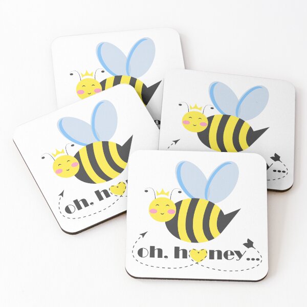 Item preview, Happy bee princess character with tiara and typography Oh Honey designed and sold by CutieBlue.
