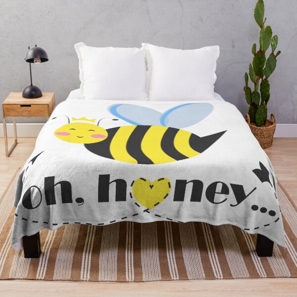 Item preview, Happy bee princess character with tiara and typography Oh Honey designed and sold by CutieBlue.