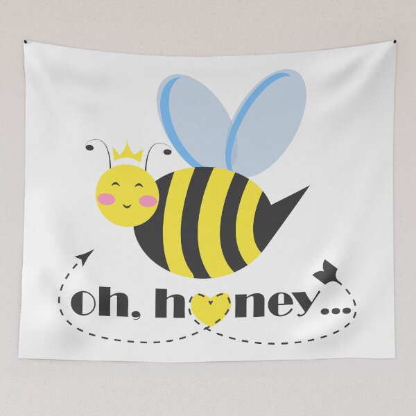 Item preview, Happy bee princess character with tiara and typography Oh Honey designed and sold by CutieBlue.