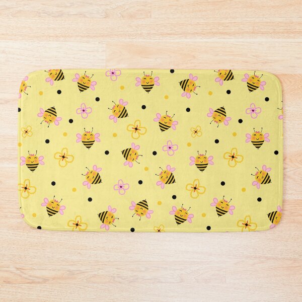 Item preview, Bee cute flowers Pattern Yellow designed and sold by BeebooDesign.