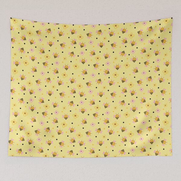 Item preview, Bee cute flowers Pattern Yellow designed and sold by BeebooDesign.