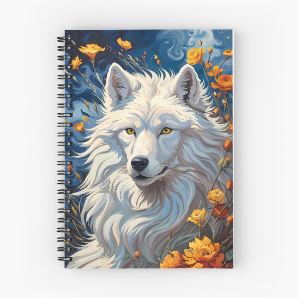 Item preview, White Wolf and Flowers, Ai Generated Art  designed and sold by ACC .