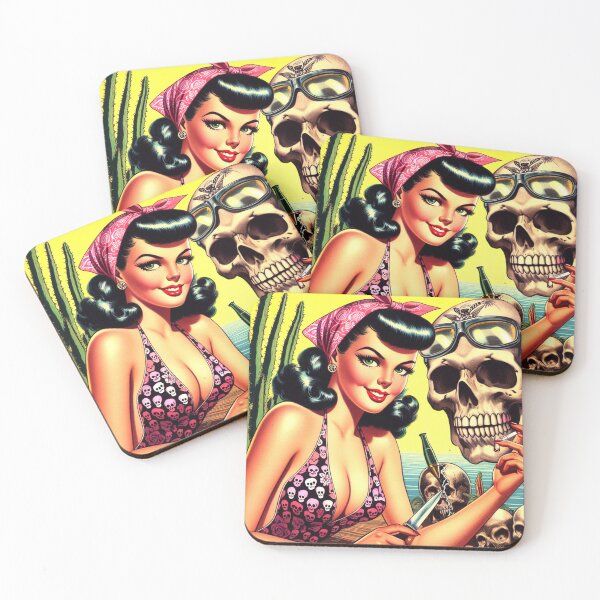 Item preview, Retro Skull Pin-up designed and sold by PulpVintage.