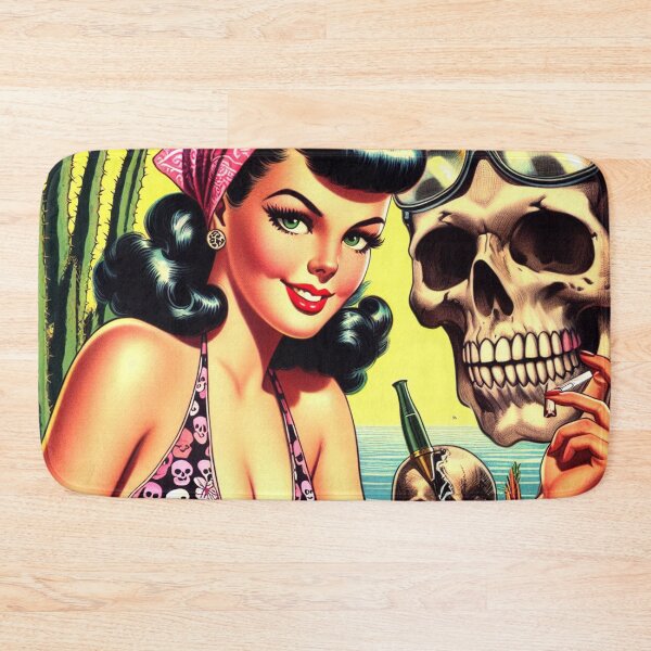 Item preview, Retro Skull Pin-up designed and sold by PulpVintage.