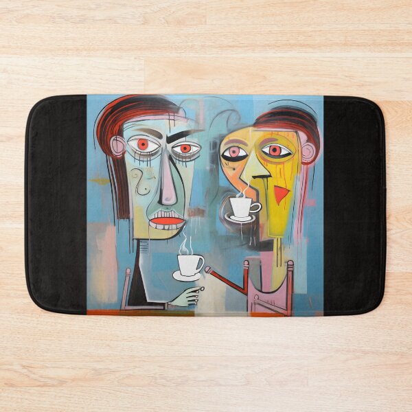 Artikelvorschau, Koffeinharmonie - Abstraktes Paar erfreut sich an Kaffee mit lebendigen Acryl-Pinselstrichen entworfen und verkauft von OlfactoART Studio.
