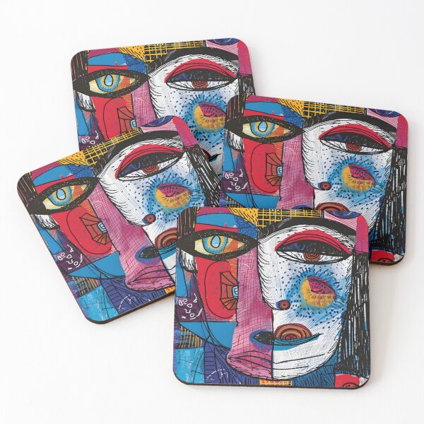 Item preview, Abstracted Realities- Fragmented Portrait Visage Evoking Cubist Art Brut Aesthetics designed and sold by OlfactoART Studio.