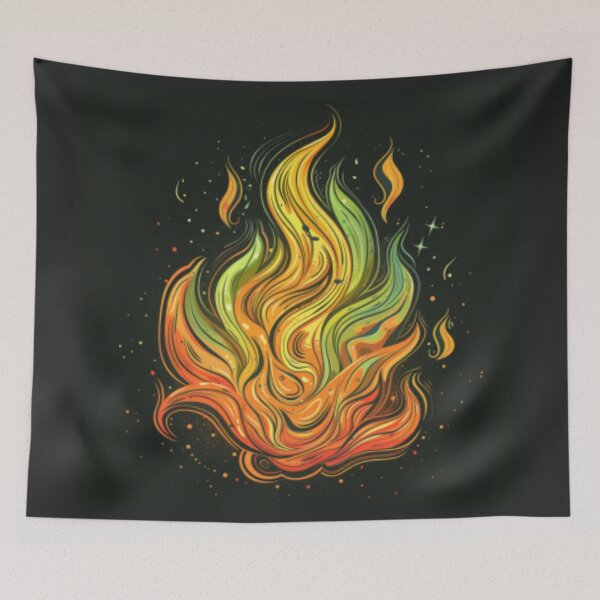 Item preview, Flames in shimmering colors of fluorescent orange and green. designed and sold by cristina1001.