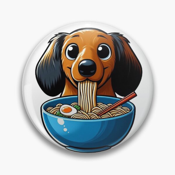 Item preview, Noodle Enthusiast Dachshund Eating Ramen designed and sold by SellingWSarah17.