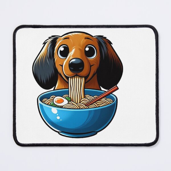Item preview, Noodle Enthusiast Dachshund Eating Ramen designed and sold by SellingWSarah17.