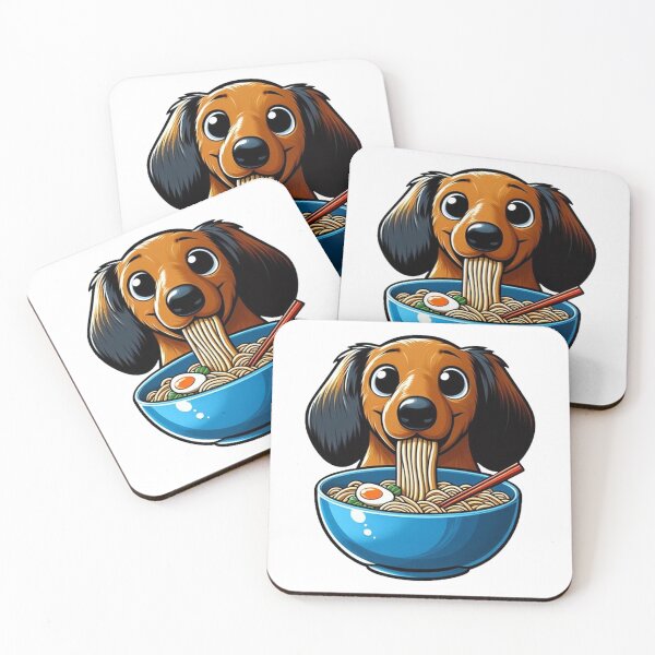 Item preview, Noodle Enthusiast Dachshund Eating Ramen designed and sold by SellingWSarah17.